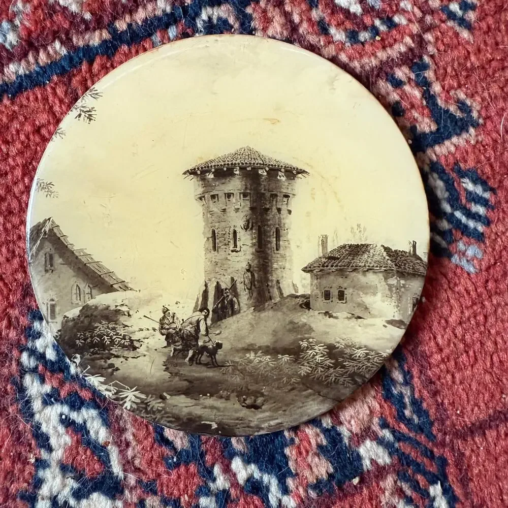 RARE Vintage Round Coasters Sepia Scenes‎ of Antiquity Set of 4 CLEAN CONDITION